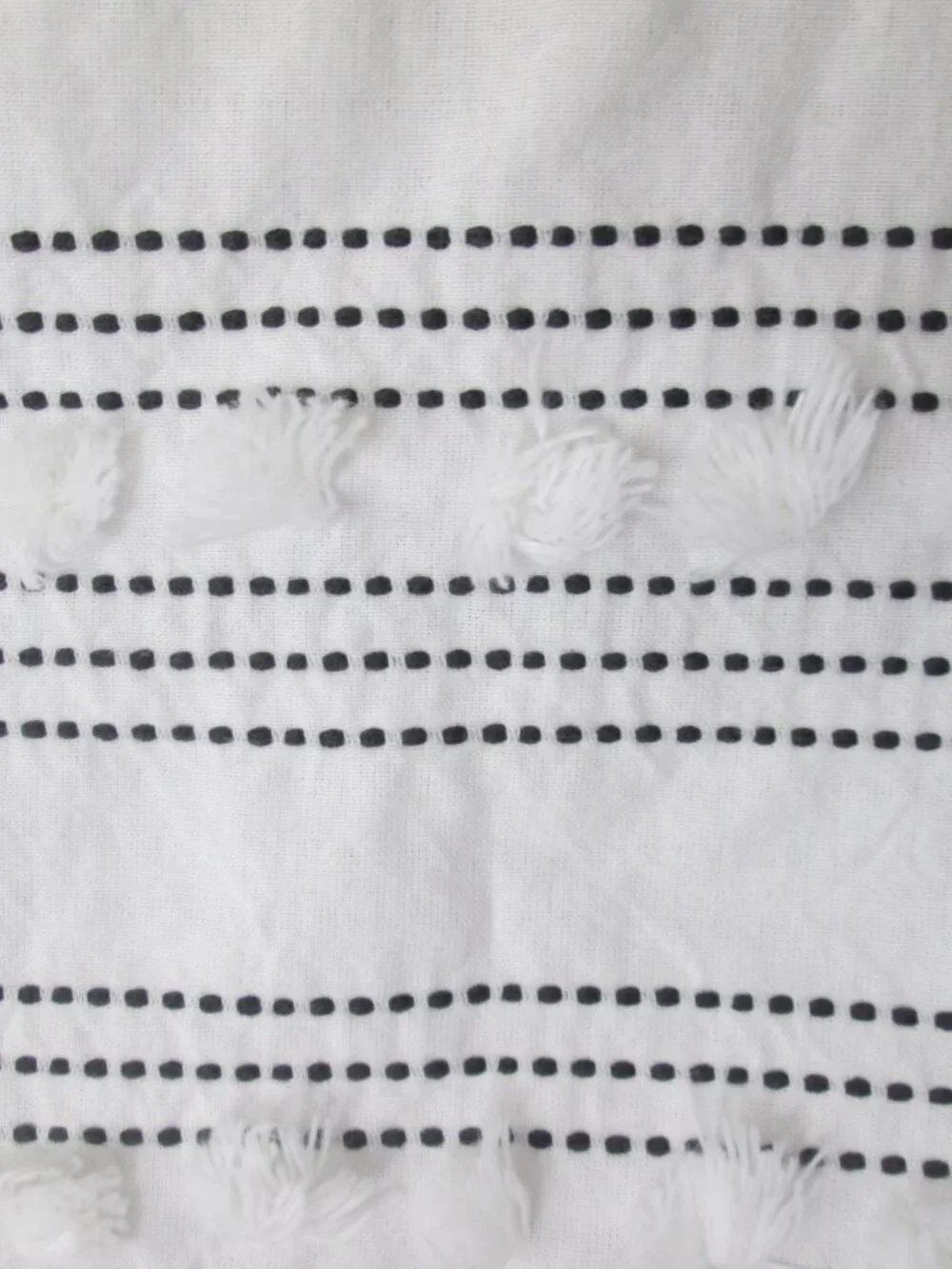 West Elm Organic Cotton Stripe Stitch Candlewick Pom Pom Shower Curtain 72